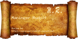 Maninger Rudolf névjegykártya
